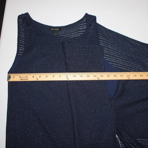 White House Black Market Top Sz S Navy Blue Metallic Draped Lined Rayon Top - Picture 16 of 16
